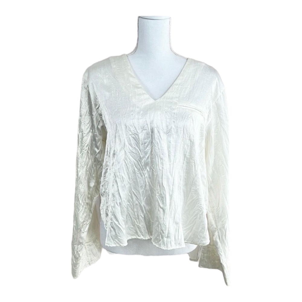 The Open Product Off White Crinkle High Low Blouse Size Large?